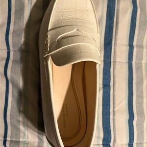 Cole Haan White Croc-Embossed Loafers